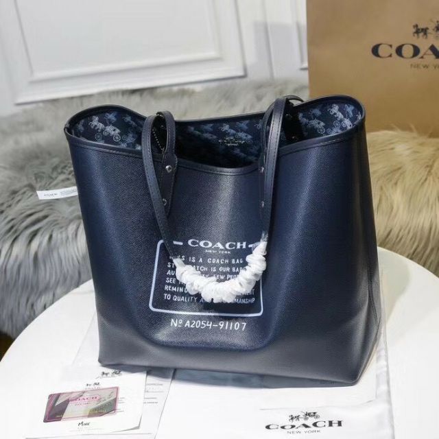 Túi Coach Shopper dùng được 2 mặt da thật phối canvast