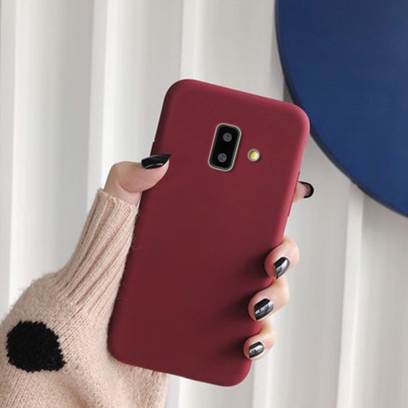 Ốp điện thoại TPU mềm bề mặt nhám màu trơn cho Samsung Galaxy J8 J6+ J6 J4+ J4 Plus 2018