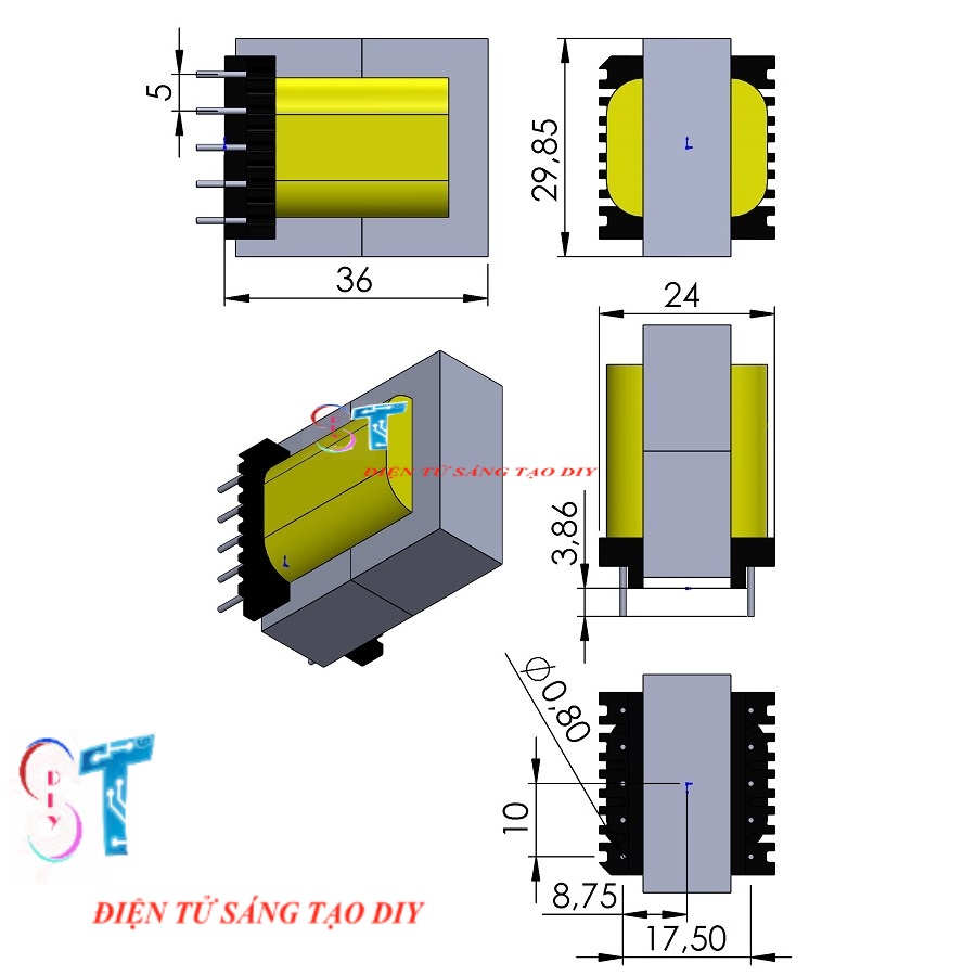 Biến áp xung VC20022 EER28