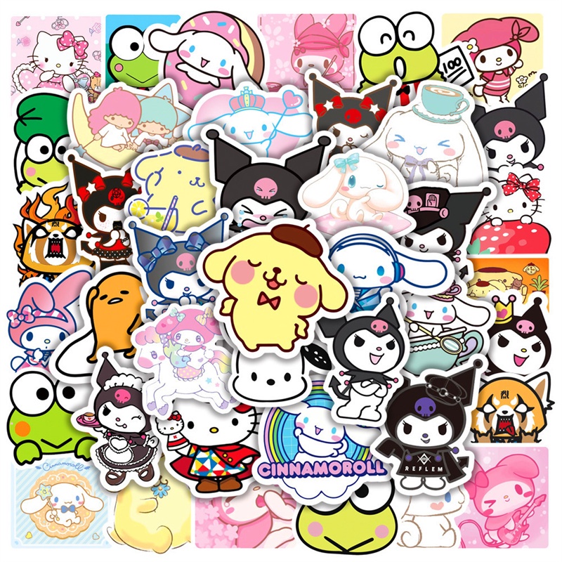 SANRIO 50 Miếng Dán Hình Cinnamoroll Kuromi My Melody Dễ Thương Cho Laptop Điện Thoại Di Động