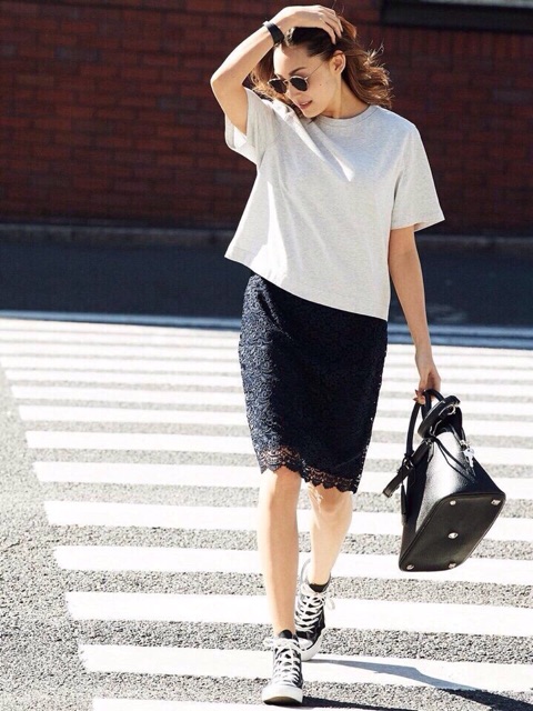 Chân váy nữ ren Uni xuất dư xịn Nhật Bản