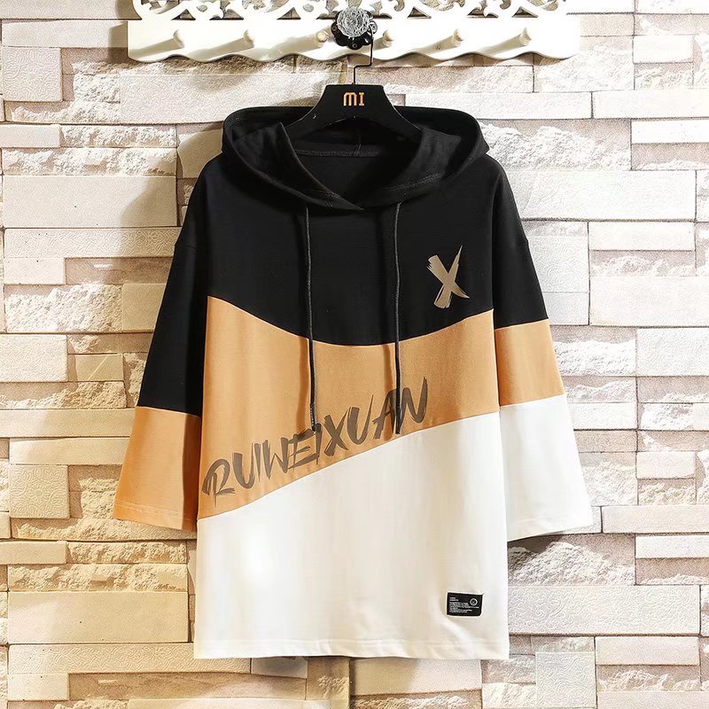 Áo Hoodie Tay Ngắn Dáng Rộng In Chữ Phong Cách Hip Hop Đường Phố Hàn Quốc Thời Trang Cho Nam Và Nữ Size M-3XL