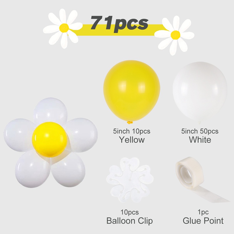 Set 71 Bong Bóng Lá Nhôm Mini In Hình Hoa Cúc Dễ Thương Dùng Trang Trí Tiệc Sinh Nhật/ Tiệc Cưới