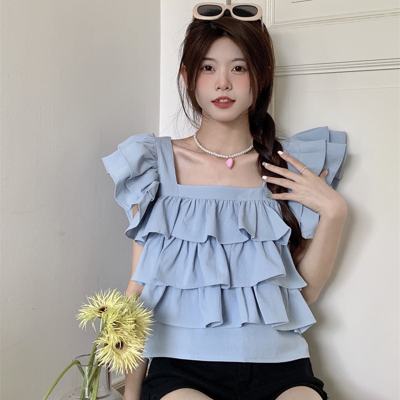 Áo Sát Nách Cổ Vuông Nhiều Lớp Phối Bèo Dễ Thương  tao bao