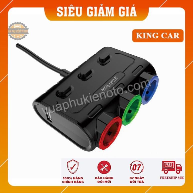 Bộ chia 3 tẩu 2 usb Meichele có hiển thị điện áp - Shop KingCar