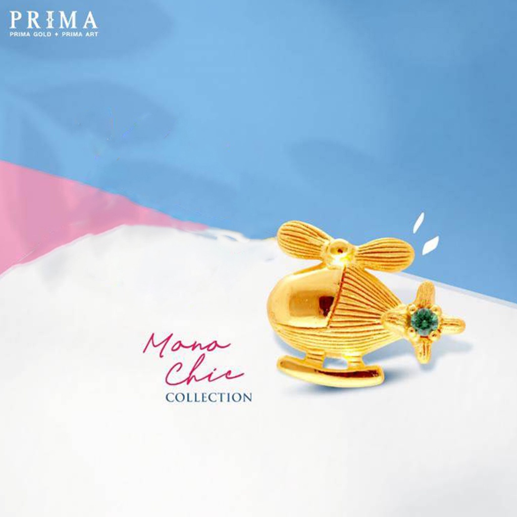 PRIMA Bông Tai Vàng 24K - Đính đá Sapphire - Máy bay Trực thăng (1 chiếc) - BST Mono Chic - 165E0857