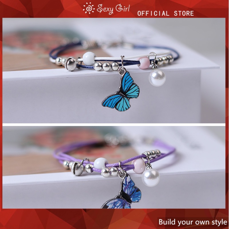 Vòng Đeo Tay Nhiều Lớp Hình Bướm Có Thể Điều Chỉnh Thời Trang Cho Cặp Đôi