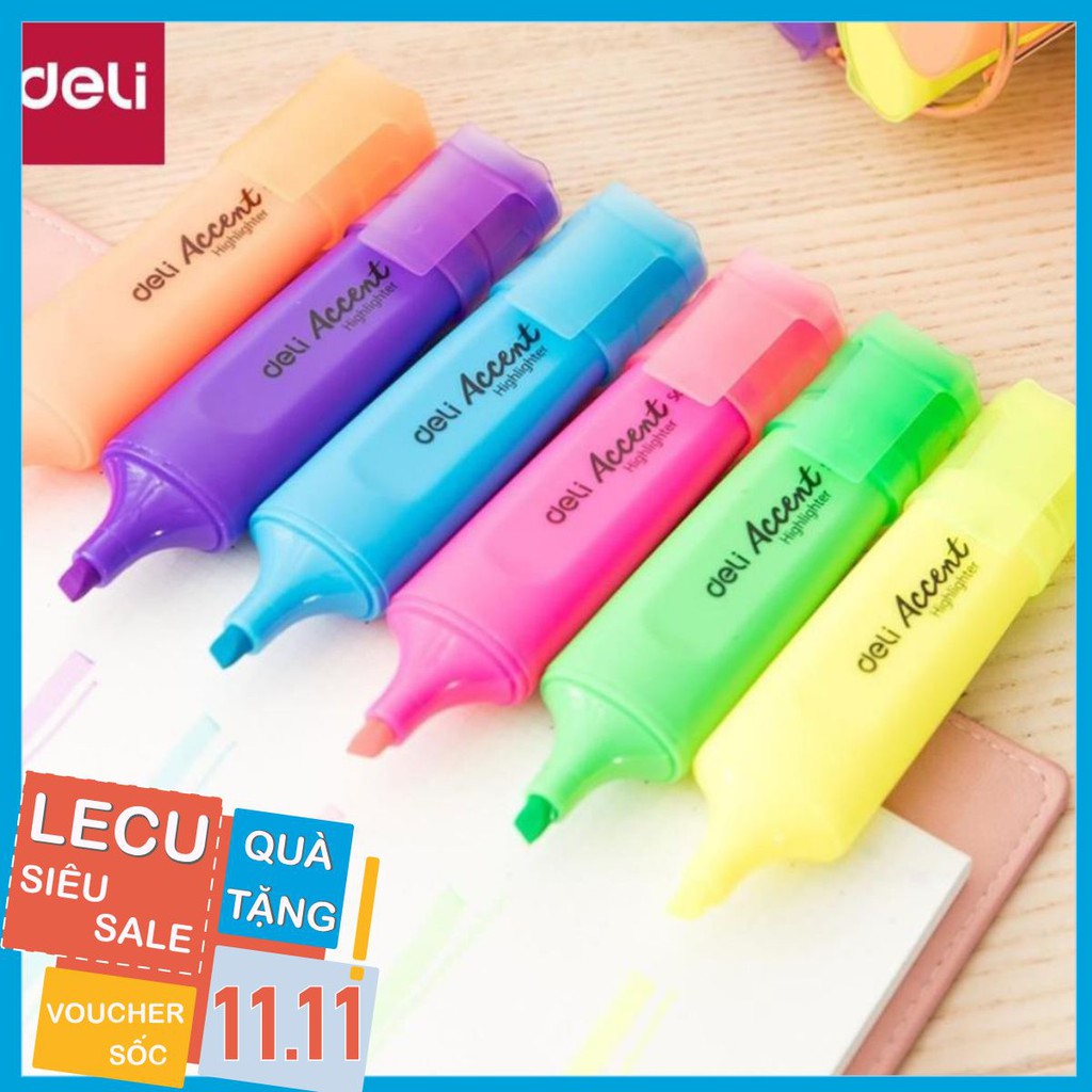 Bút nhớ dòng highlight Deli - Hồng, Xanh lá, Vàng, Cam - 2 chiếc - ES621 [Deli]