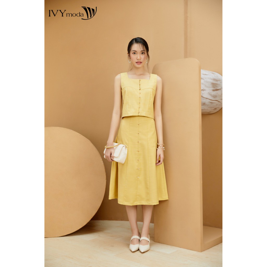 [NHẬP WABRTL5 GIẢM 10% TỐI ĐA 50K ĐH 250K ]Áo croptop nữ cổ vuông IVY moda MS 15B8628