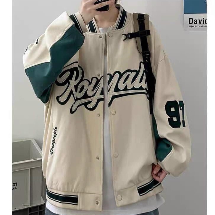Áo Khoác Bomber, Áo Khoác Kaki Royalty 2 Lớp Freesize Form Rộng Unisex Nam Nữ 2 Màu Hot Hit