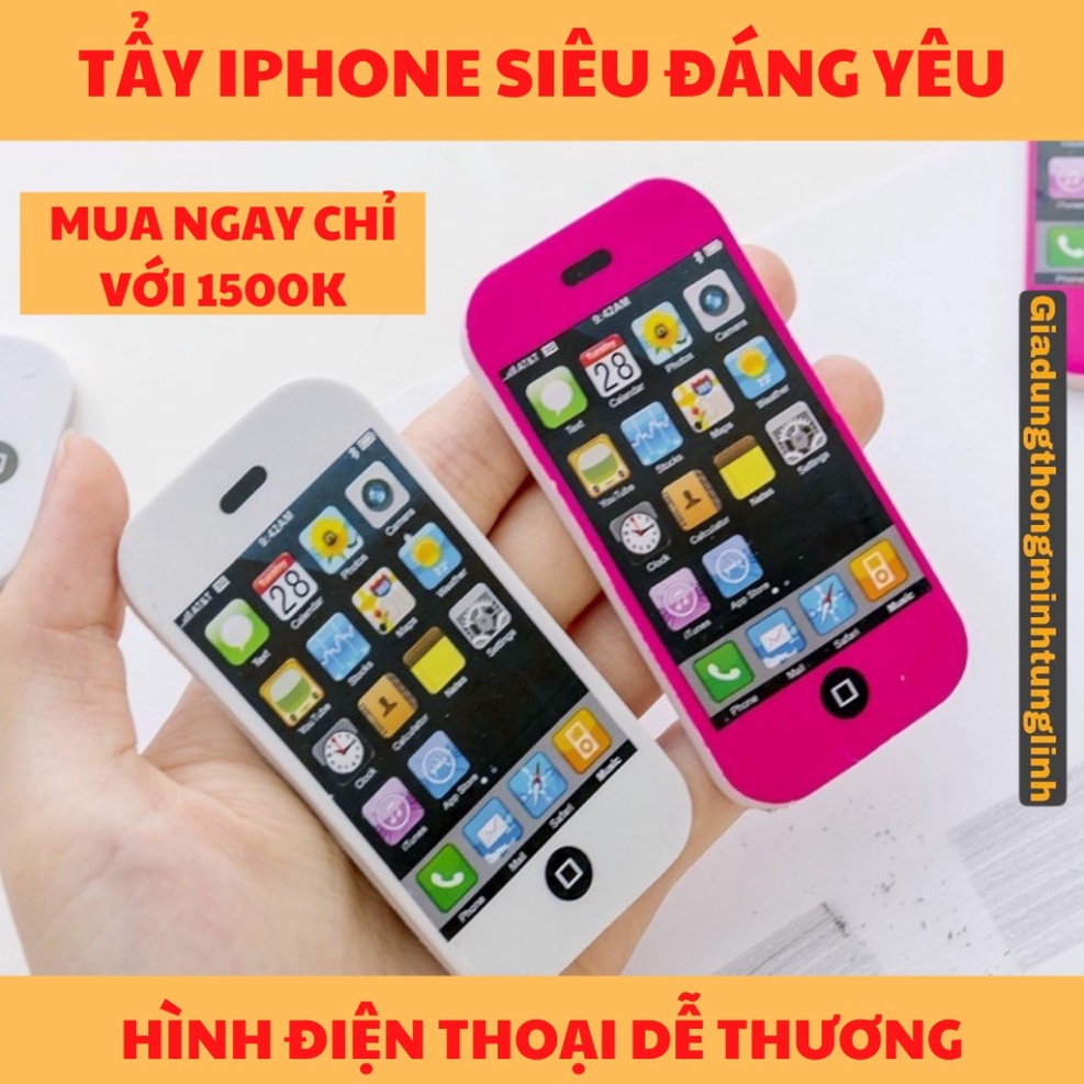 Cục Tẩy iphone nhỏ 5cm cute - Gôm tẩy bút chì Iphone sạch hình máy tính bảng dễ thương