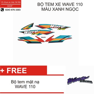 Bộ tem xe Wave 110 màu xanh ngọc