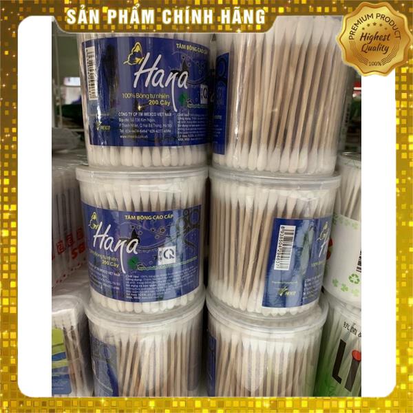 Tăm bông Hana lõi gỗ 200 que 1 hộp