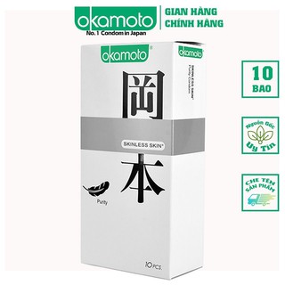 Bao Cao Su Okamoto Skinless Skin Purity Không Mùi Tinh Khiết Hộp 10 Bao