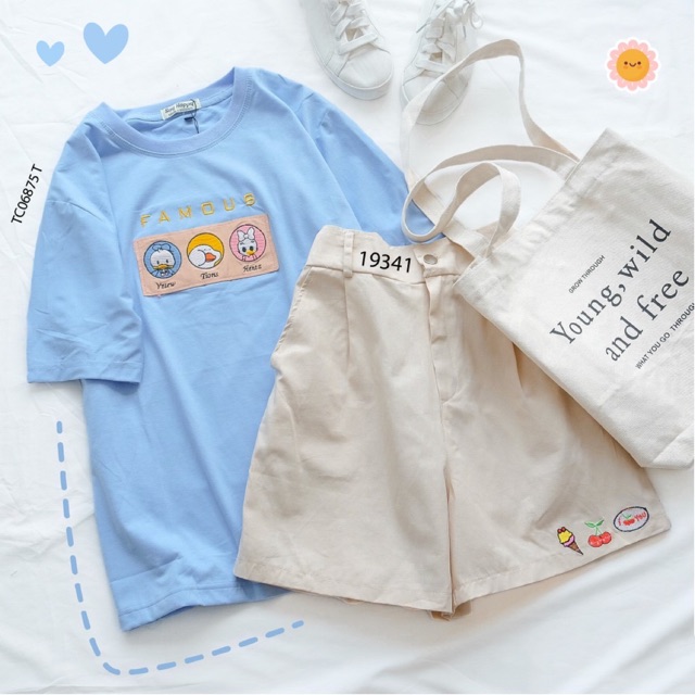 Set Áo Thêu Hình + Quần Kaki Ngộ Nghĩnh