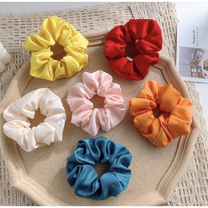 Dây cột tóc scrunchies phi bóng thời trang phong cách ngọt ngào cho nữ
