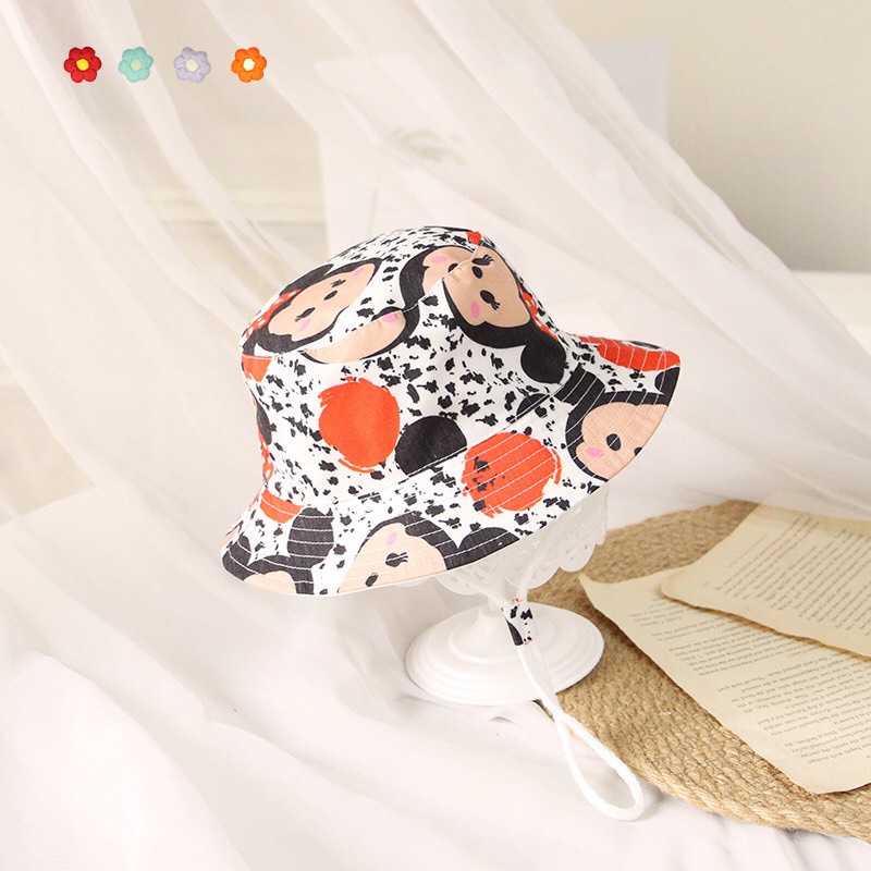 Mũ vành tròn cho bé nhiều màu hình Mickey Gấu cực điệu chất mềm cho bé trai bé gái phong cách Hàn Quốc