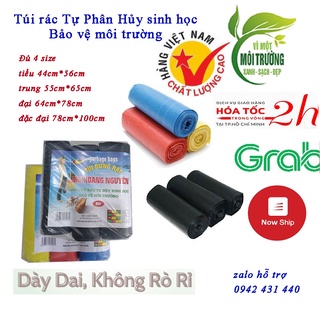 3 cuộn (1kg) túi đựng rác sinh học tự phân hủy cỡ nhỏ, trung, đại loại màu và đen