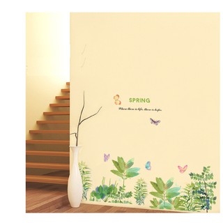 decal chân tường lá