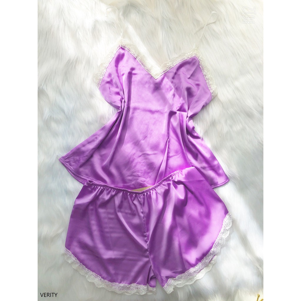 NAPUBEE Đồ Ngủ Sexy Phối Viền Ren 2 Dây Cổ Sẻ Sâu Gợi Cảm, Chất Liệu Lụa Satin Mềm Mịn VERITY