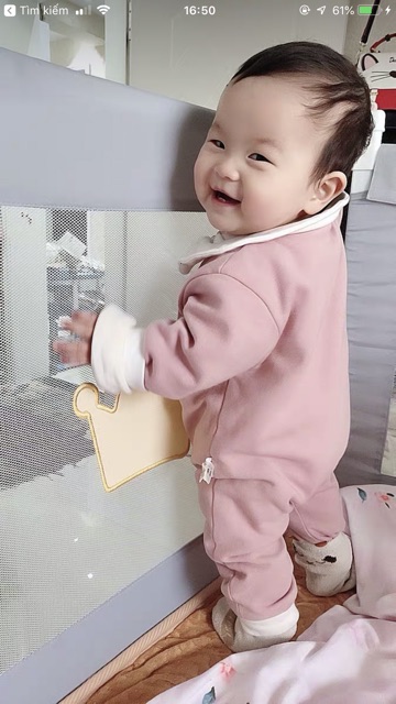 (HOT SALES 10/10) Thanh Chắn Giường Baby Smiles Màu Ghi Hoạ tiết 3D