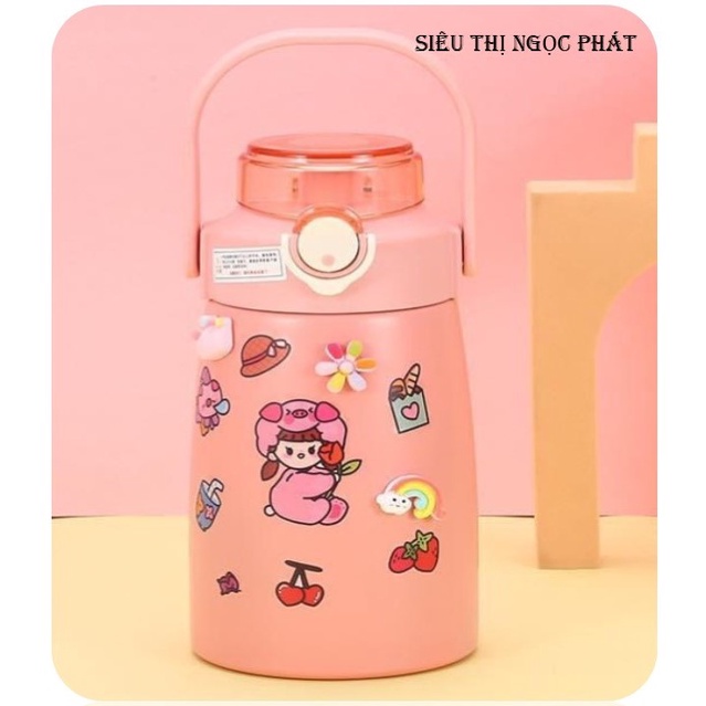 Bình giữ nhiệt 700ml inox 304 cao cấp [Tặng kèm sticker 3D và ống hút]