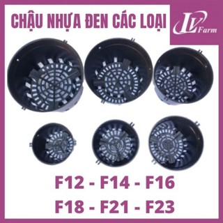 Combo 5 chậu nhựa đen trồng lan phy 12-14-16-18 và 21cm