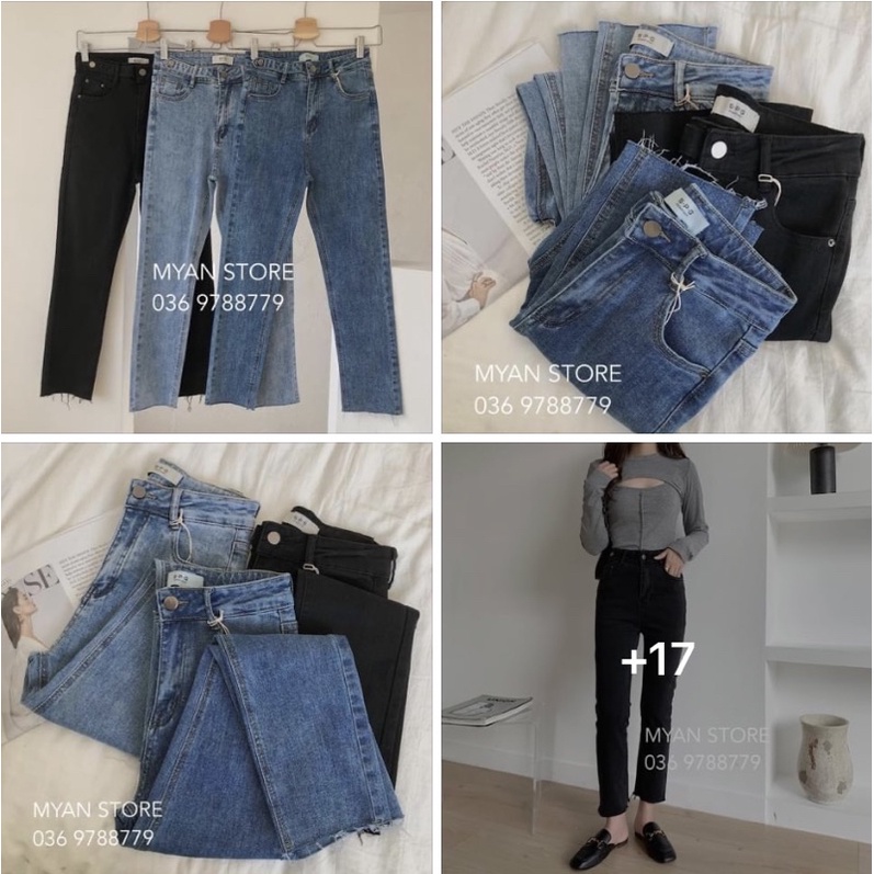 Quần jean ống đứng đai ngang cạp Q092103