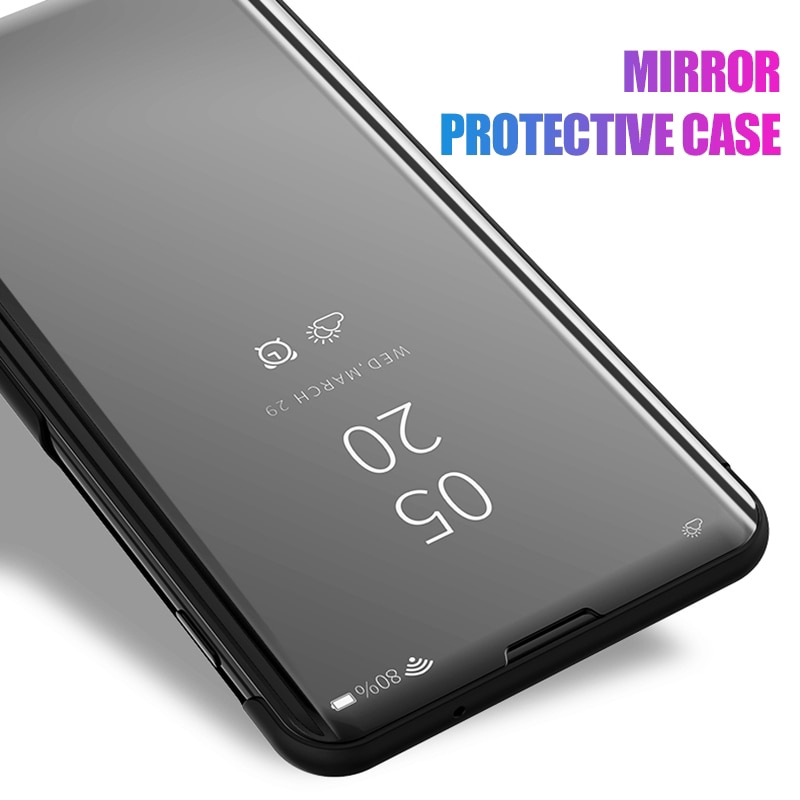 Bao da điện thoại nắp gập tráng gương sang trọng cho XIAOMI REDMI NOTE 7 6 5 PRO 4A 6A GO