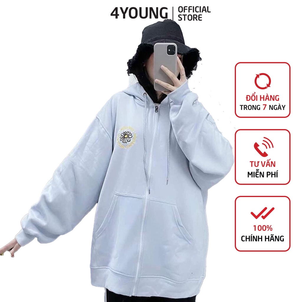 Áo khoác nữ form rộng có dây kéo 4YOUNG - fun