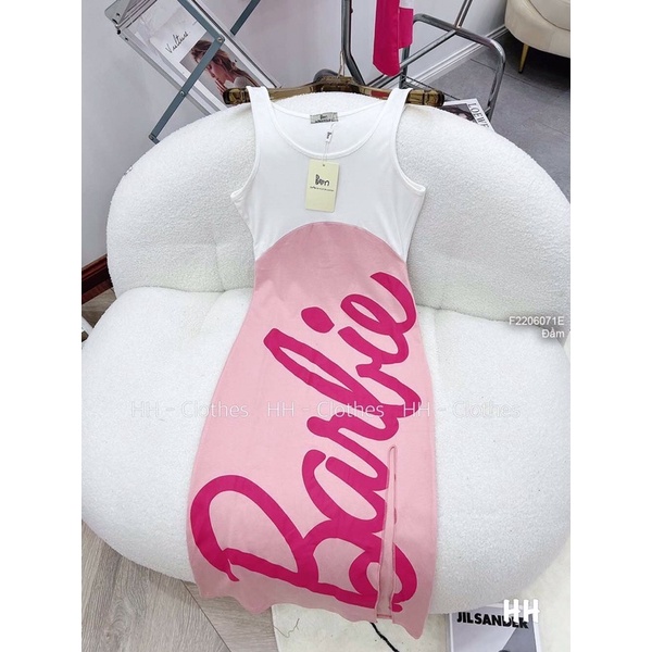 Đầm BODY sát nách in chữ phối màu chẻ tà ĐẸP TT2206