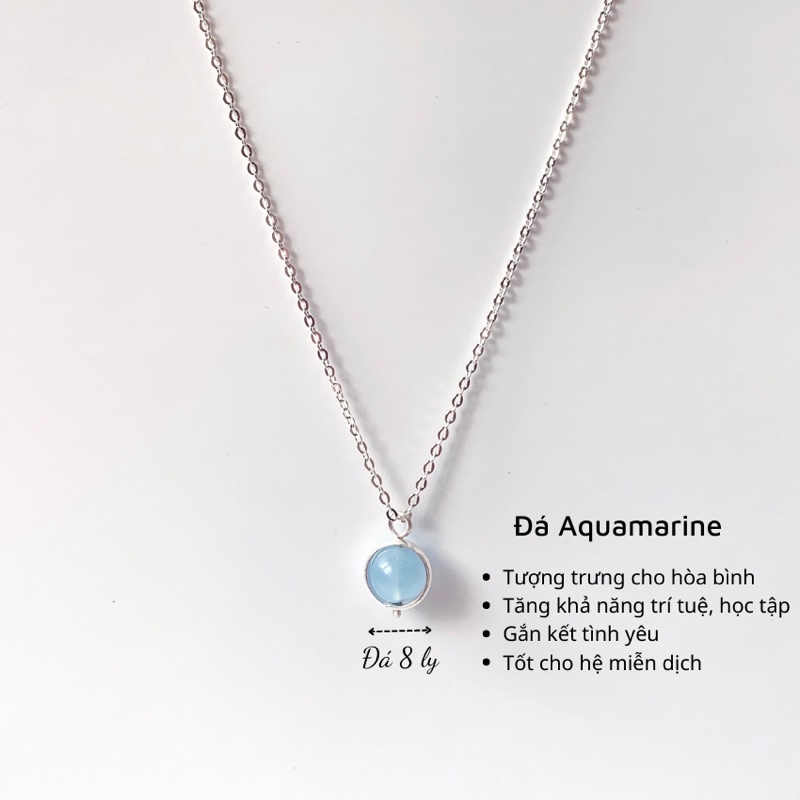 Dây chuyền nữ bạc nguyên chất mix đá phong thuỷ ngũ hành 8 ly LAVESTA LA556
