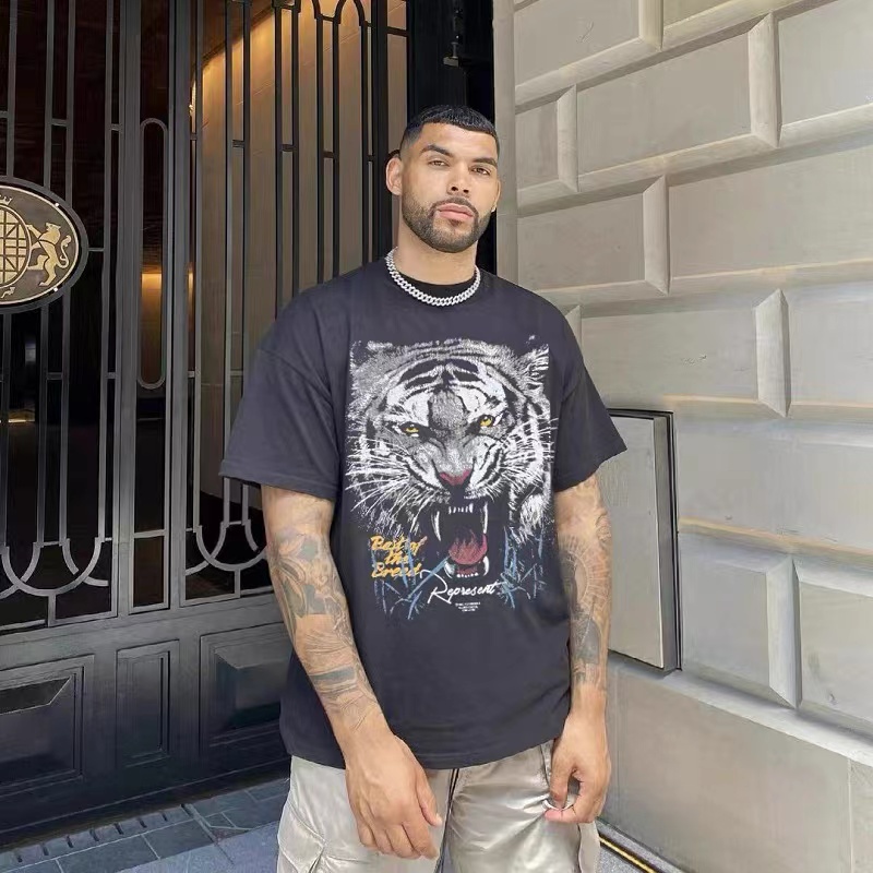 REPRESENT American high street ferocious tiger print all-match loose short-sleeved couple T-shirt