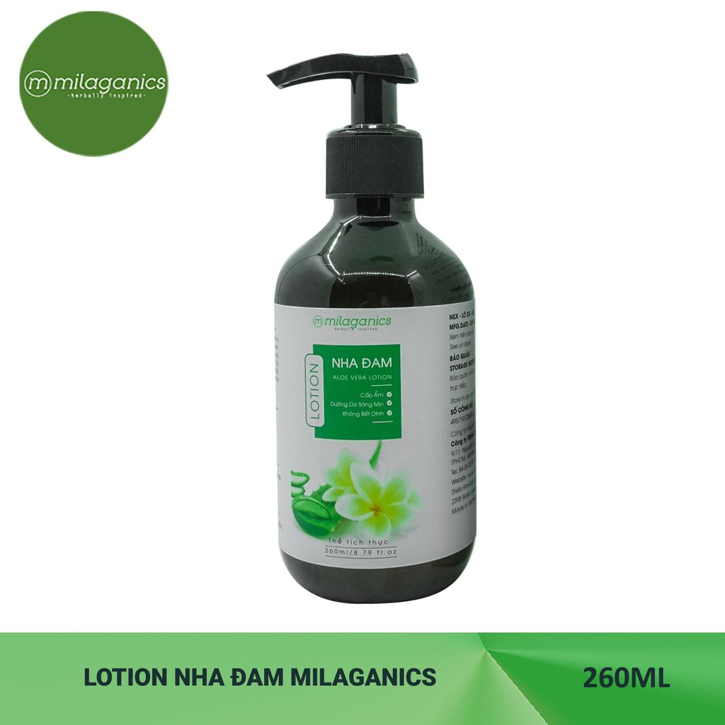 Bộ Dưỡng Da Nha Đam Milaganics: Sữa Tắm 280ml & Sữa Dưỡng Thể Body Lotion 260ml | BigBuy360 - bigbuy360.vn
