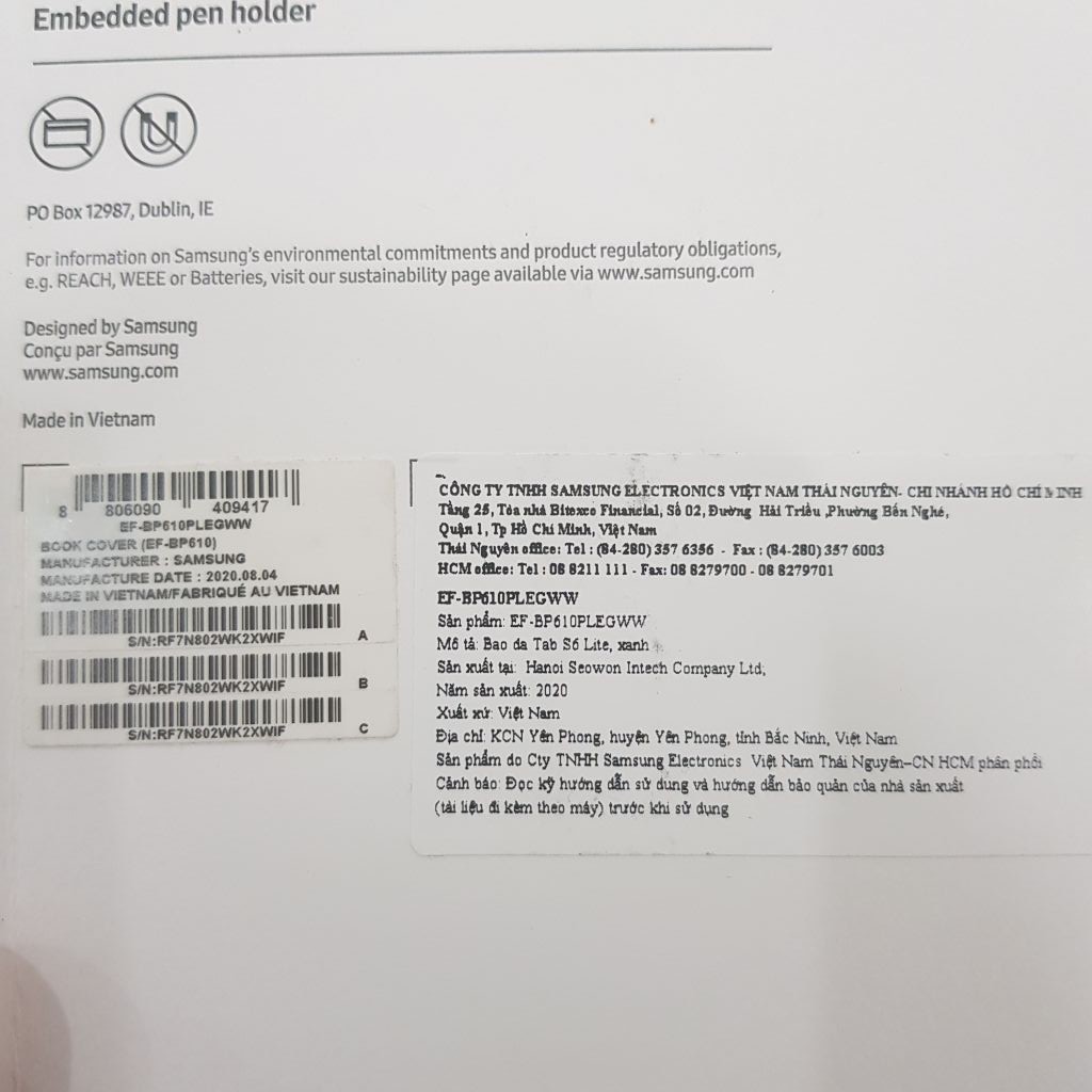 Bao Da Samsung Galaxy Tab S6 Lite Hàng Chính Hãng