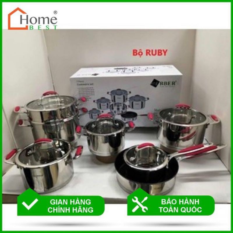 [CHÍNH HÃNG] Bộ Nồi Từ Cao Cấp Arber RUBY 7 Món Inox 304