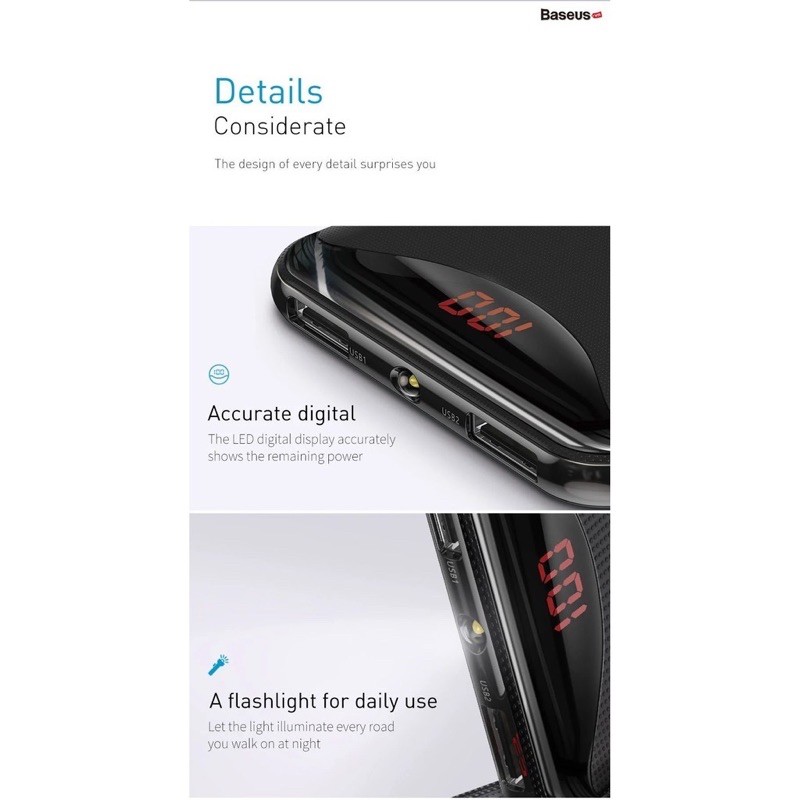 ✔nowship nhanh✔Pin sạc dự phòng siêu mỏng báo LED sạc nhanh baseus 10000mah-20000mah cho iphone samsung oppo huawei