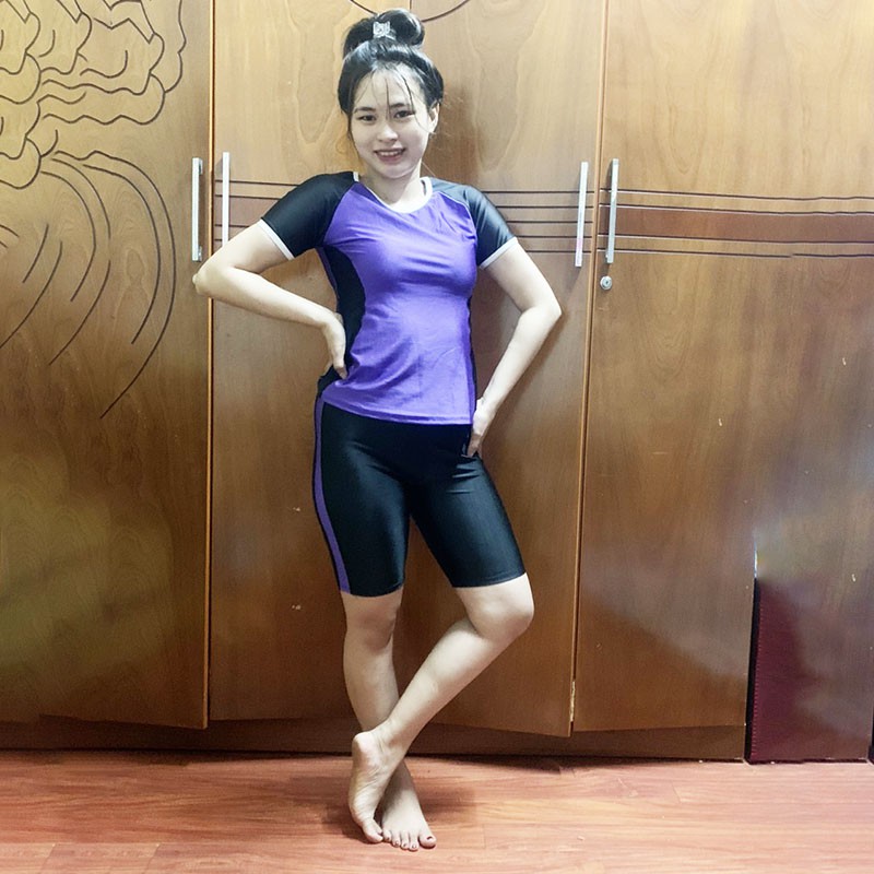 [S->4XL] Đồ bơi nữ Bikini 2 mảnh kín đáo cho học sinh tay ngắn quần đùi lửng tặng kèm mút ngực DBN007 | BigBuy360 - bigbuy360.vn