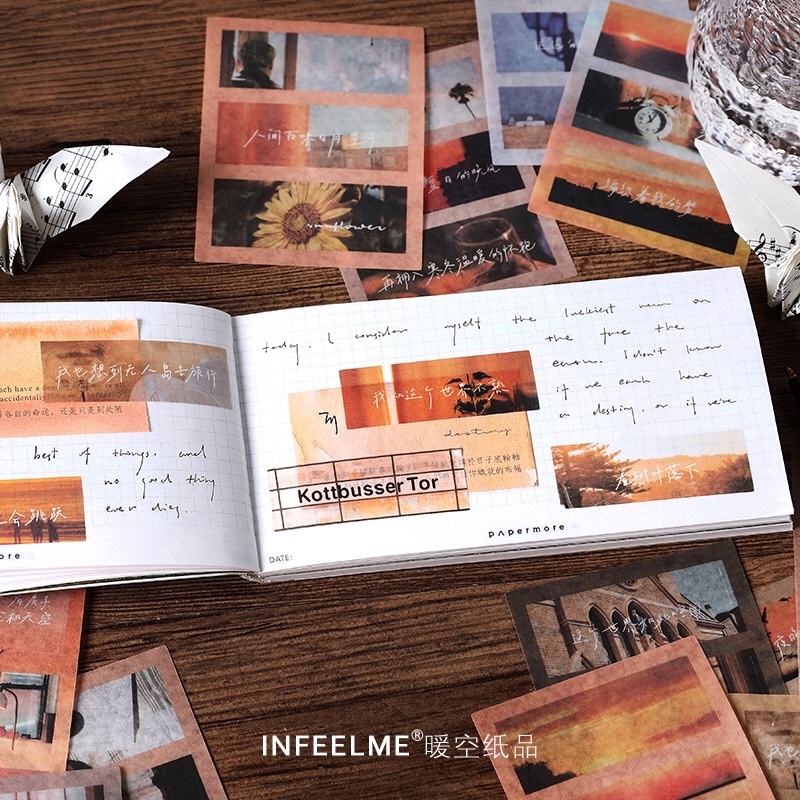 Túi 60 miếng dán chữ nhật phong cảnh duy mỹ