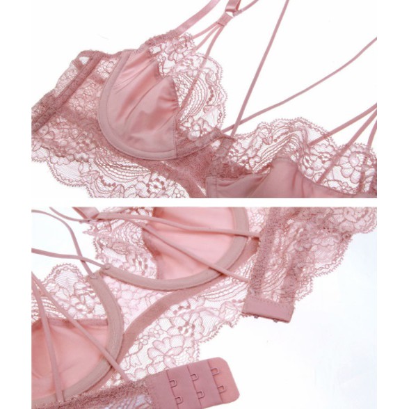Bộ Đồ Lót Ren Siêu Mỏng Có Gọng Không Đệm Dây Đan Chéo Phối Quần Lót Ren Cạp Cao Lacy Bra - B04 | BigBuy360 - bigbuy360.vn