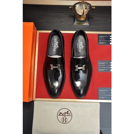 Giày tây lười da bóng cho nam thương hiệu Hermes HM cao cấp