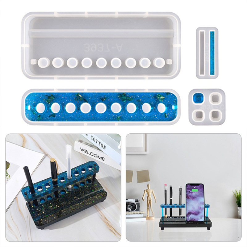 Set 4 Khuôn Đổ Xi Măng Làm Giá Đỡ Bút Tiện Lợi