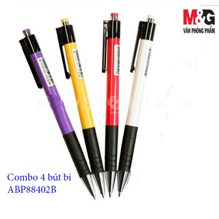 Combo 4 bút bi M&G ABP88402B ngòi 0.7mm Yokis mực đen
