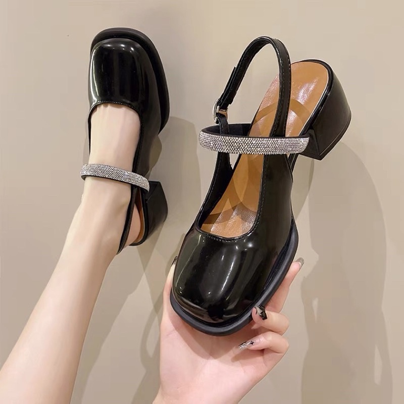 _ Giày cao gót nữ quai ngang đính đá da mềm hottrend 2022