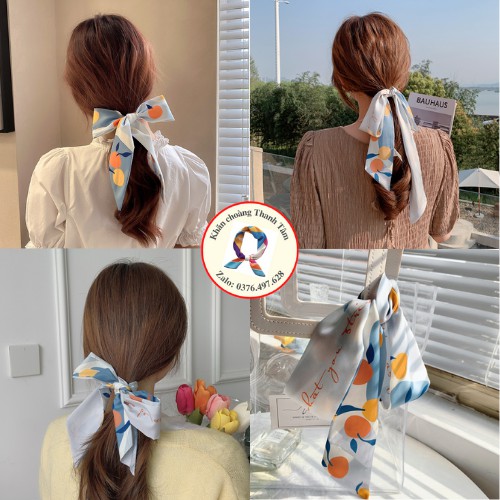 [Mã FAMARAL2 giảm 10K đơn 50K]Khăn Buộc Tóc Choàng Cổ Quấn Túi Làm Nơ Xinh Xắn Phong Cách Hàn Quốc