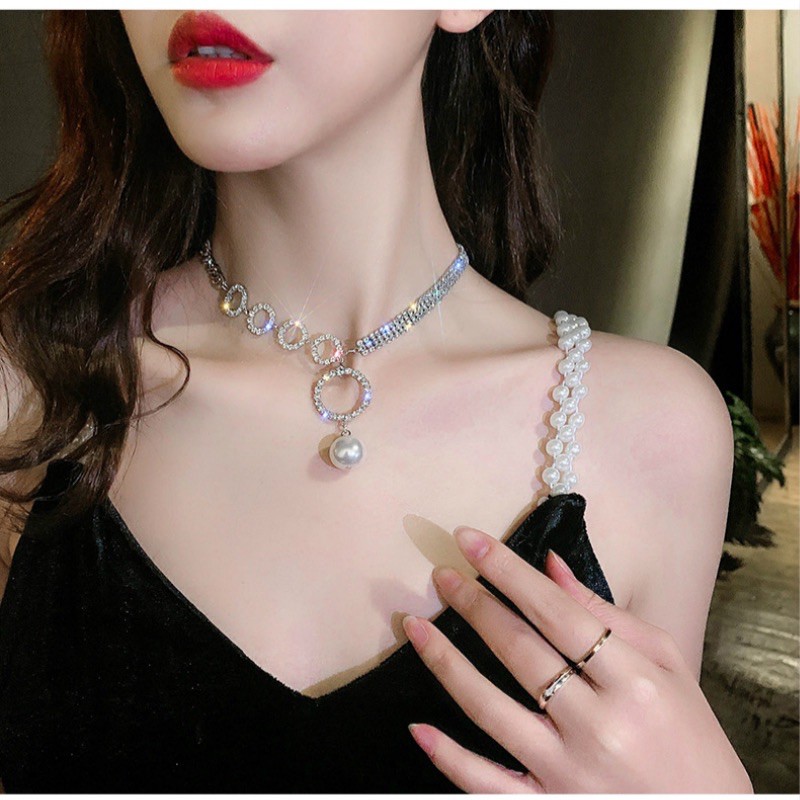 Vòng cổ chocker đá zicon nhân tạo