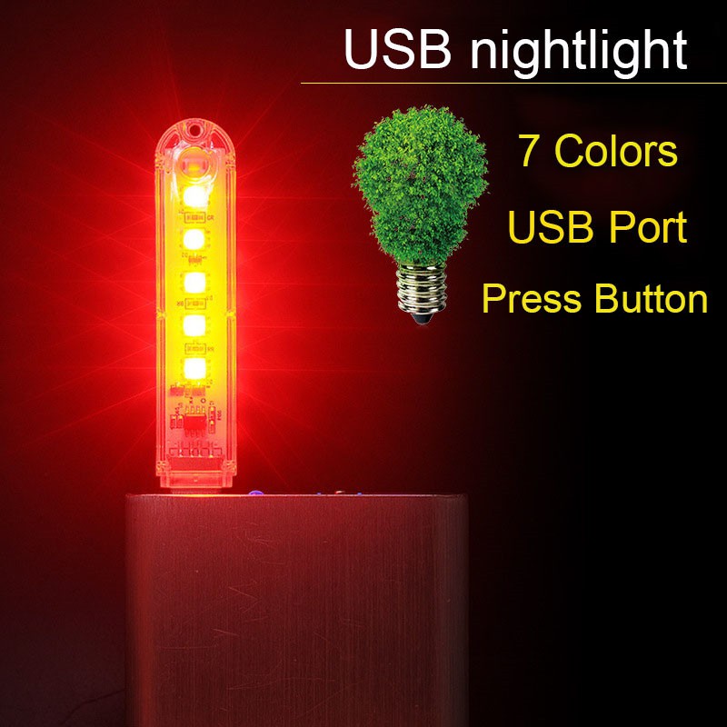 Set 2 Đèn LED USB Mini DC 5V RGB 7 Màu Có Công Tắc Điều Khiển Tiện Dụng