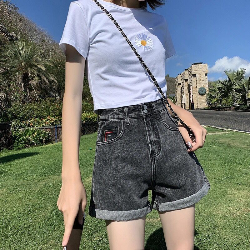 Quần Short Denim Lưng Cao Dáng Rộng Phong Cách Hàn Quốc Thời Trang Mùa Hè Mới Cho Nữ