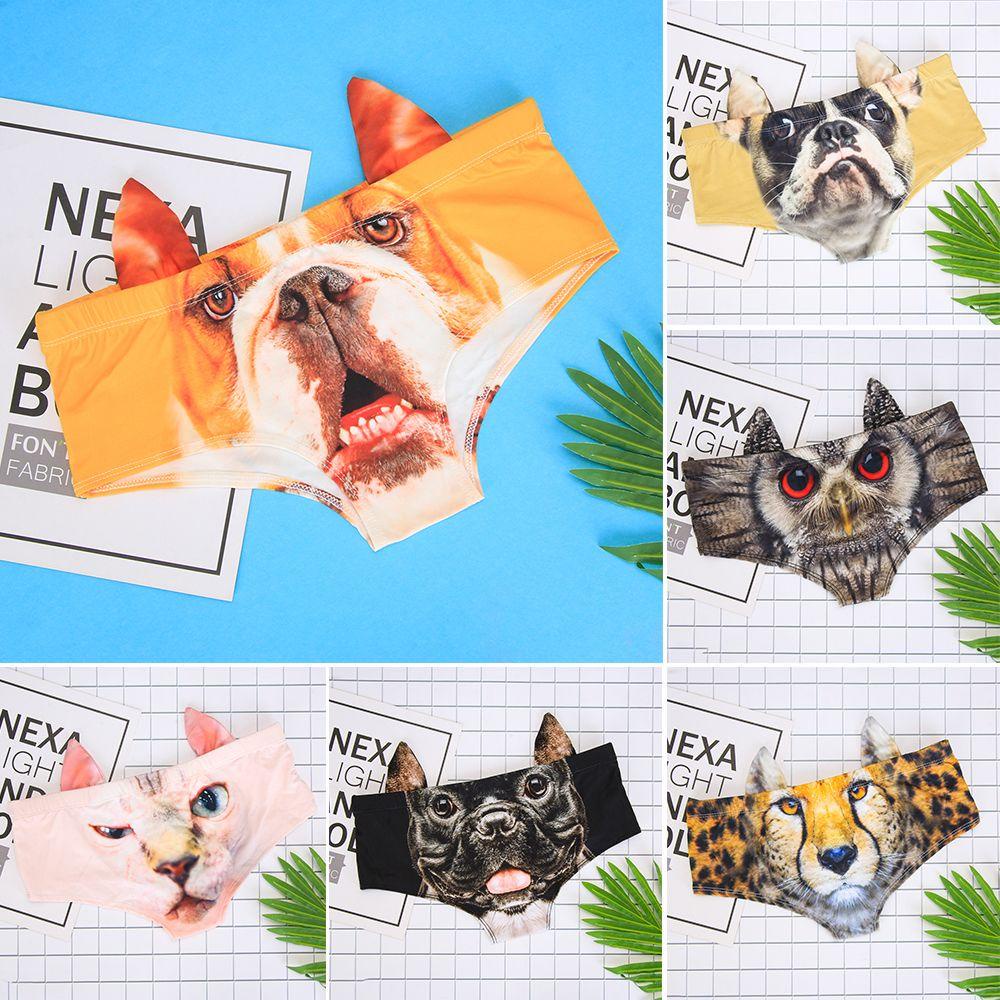 Quần Lót Eo Cao In Hình Chó / Mèo / Heo 3D Quyến Rũ Cho Nữ