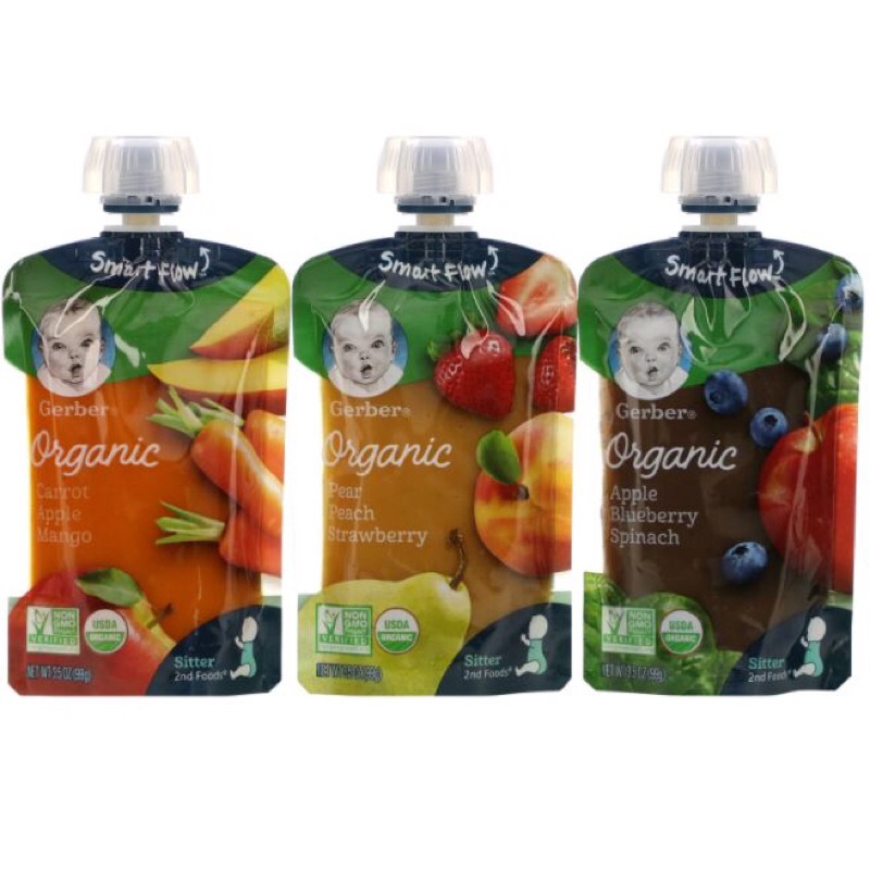 Trái Cây Nghiền Organic Hữu Cơ Gerber Bịch 99g